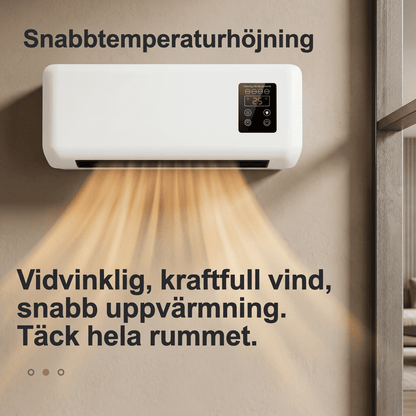 SINDRE – Väggmonterad Värmare och Kylfläkt med Fjärrkontroll – Portabel 2-i-1 Klimatenhet för Badrum, Sovrum och Kök
