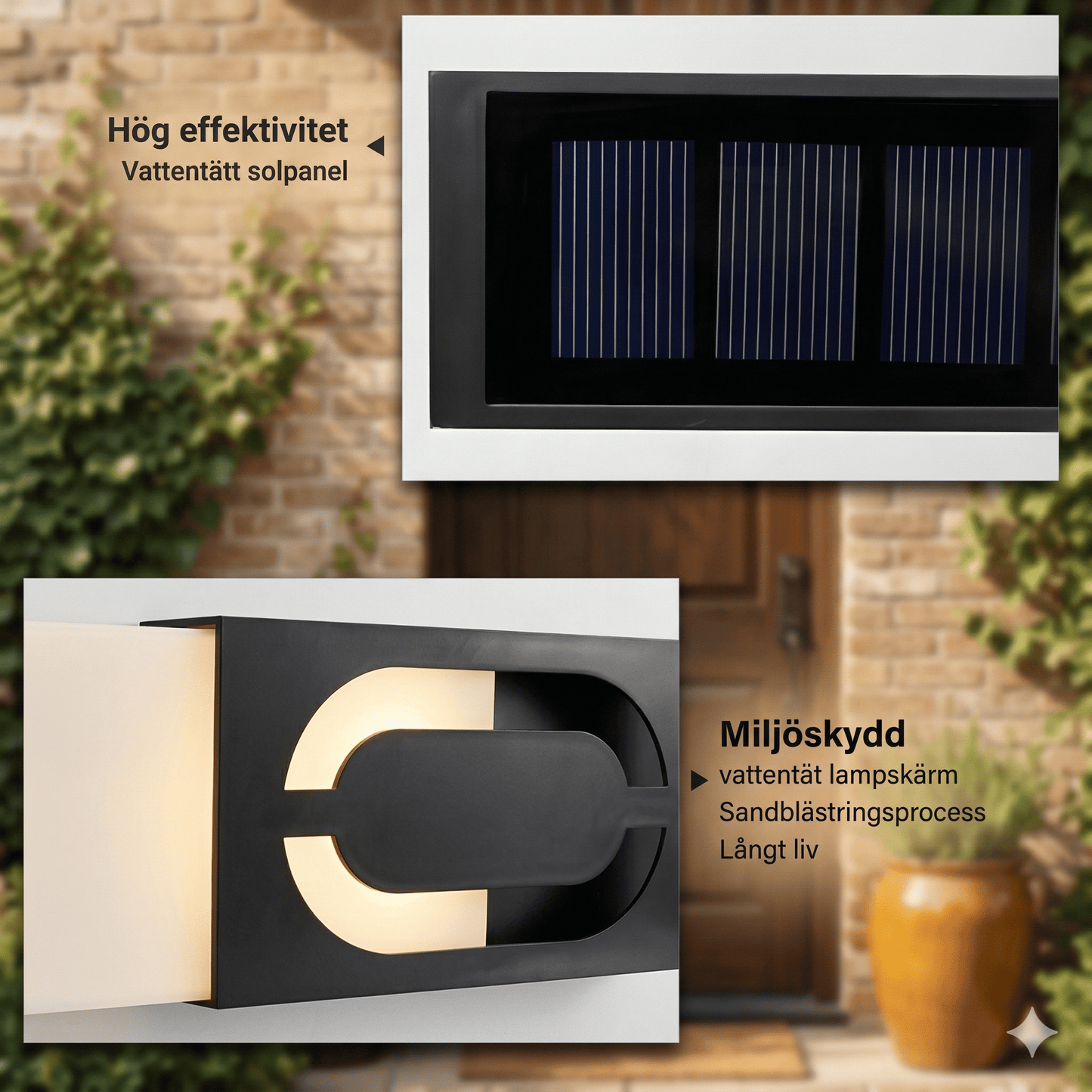 SOLENN – Plaque de numéro de maison à LED alimentée par énergie solaire avec éclairage automatique et boîtier étanche