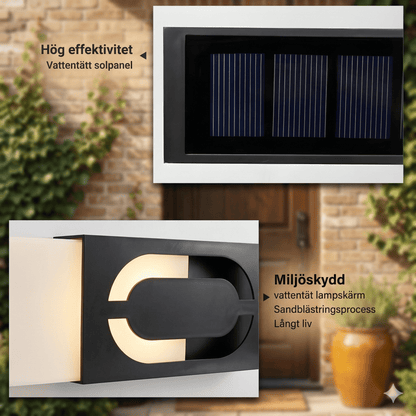 SOLENN – Plaque de numéro de maison à LED alimentée par énergie solaire avec éclairage automatique et boîtier étanche
