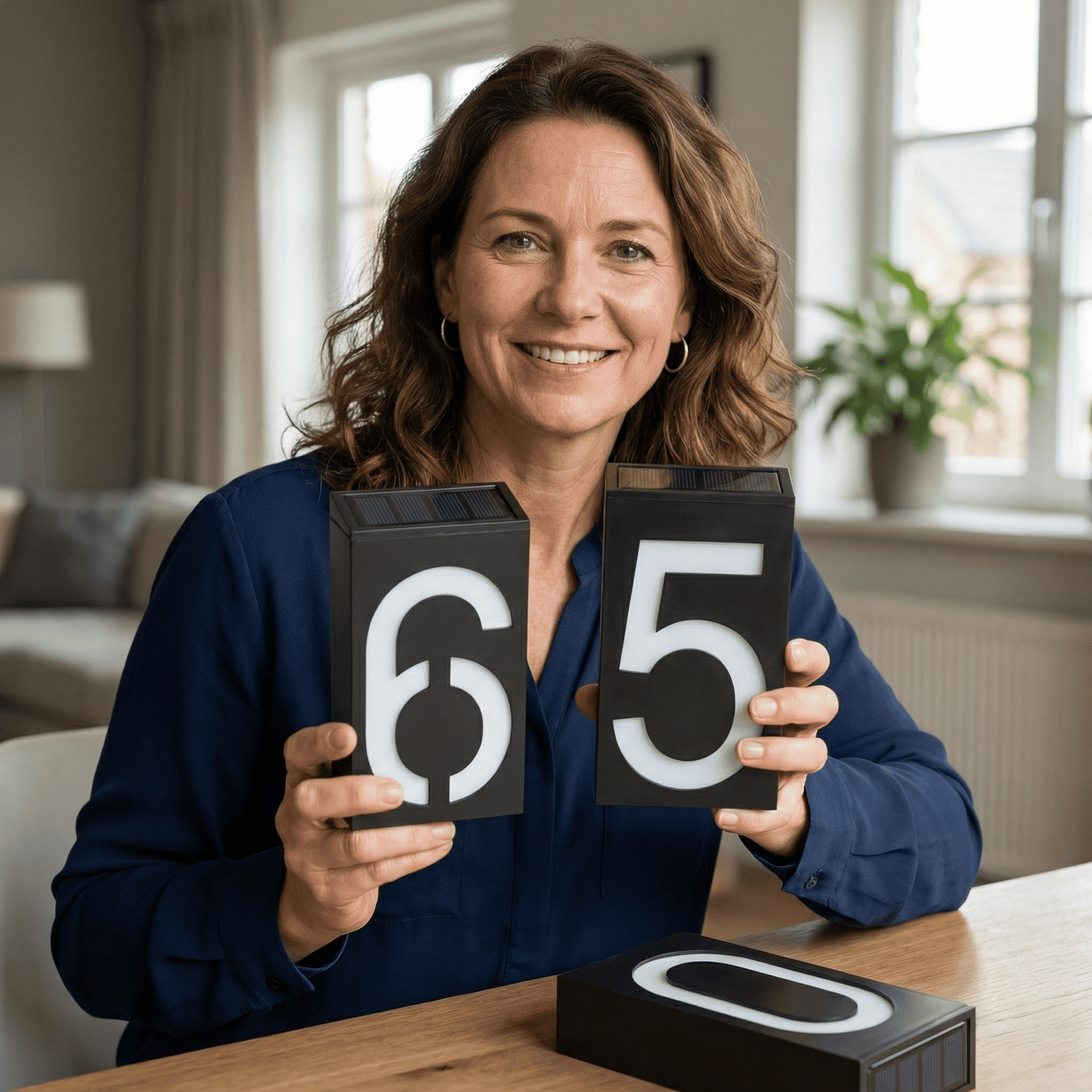 SOLENN – Plaque de numéro de maison à LED alimentée par énergie solaire avec éclairage automatique et boîtier étanche