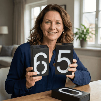 SOLENN – Plaque de numéro de maison à LED alimentée par énergie solaire avec éclairage automatique et boîtier étanche