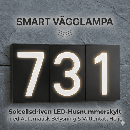 SOLENN – Plaque de numéro de maison à LED alimentée par énergie solaire avec éclairage automatique et boîtier étanche