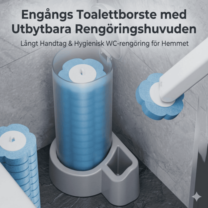 SOREN – Engangs toalettbørste med utskiftbare rengjøringshoder, langt skaft og hygienisk toalettrengjøring for hjemmet