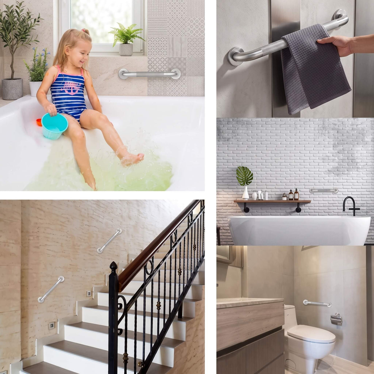 SafeGrip – Non-slip Stainless Steel Bathroom Handrail for Shower, Toilet & Bathtub (30/40/50 cm)