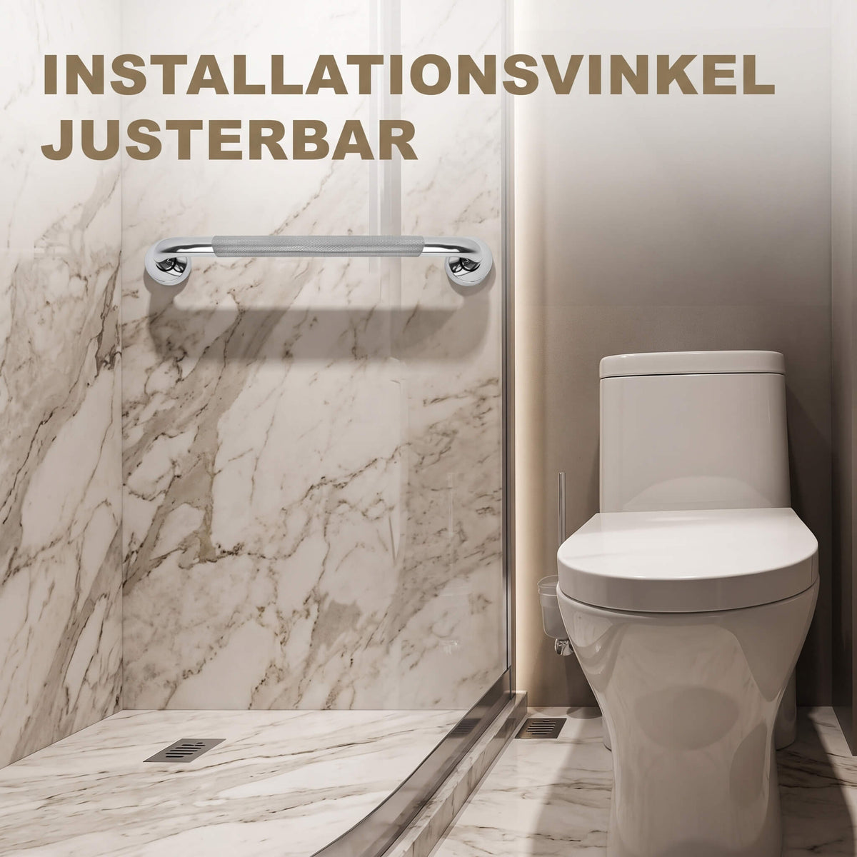 SafeGrip – Non-slip Stainless Steel Bathroom Handrail for Shower, Toilet & Bathtub (30/40/50 cm)