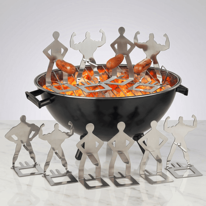 ARON - Lot de 5 porte-saucisses portables en acier inoxydable pour le camping, le barbecue et le pique-nique