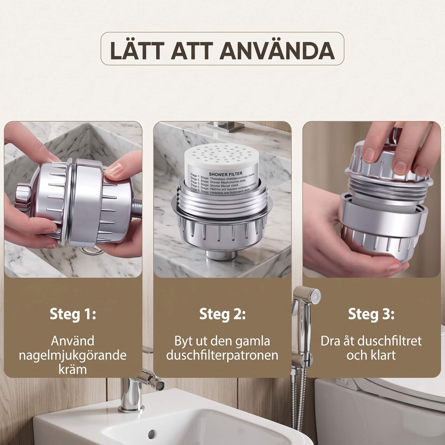 SereneDrop – Filtre de douche à 15/20 étapes avec haute capacité de purification pour une eau plus fraîche et une peau plus douce