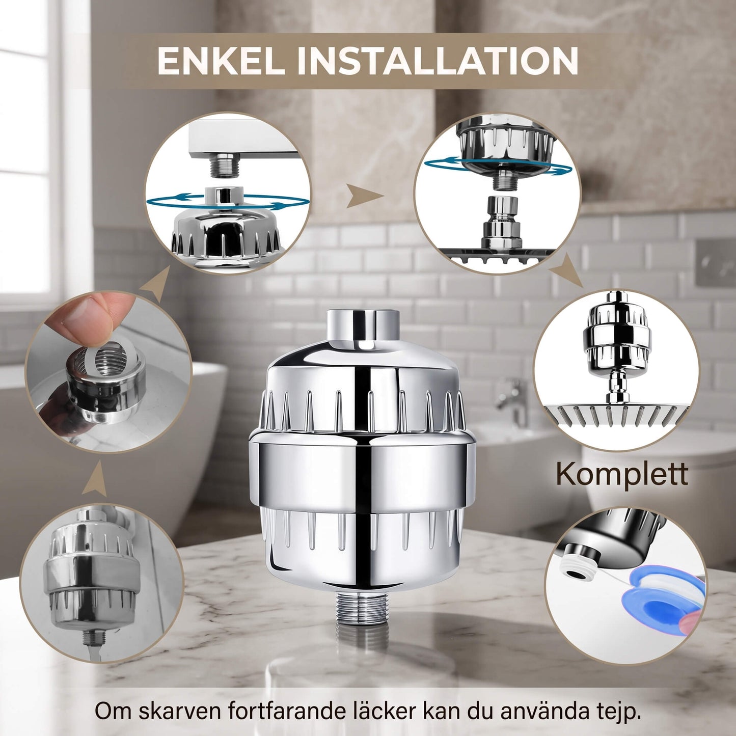 SereneDrop – Filtre de douche à 15/20 étapes avec haute capacité de purification pour une eau plus fraîche et une peau plus douce