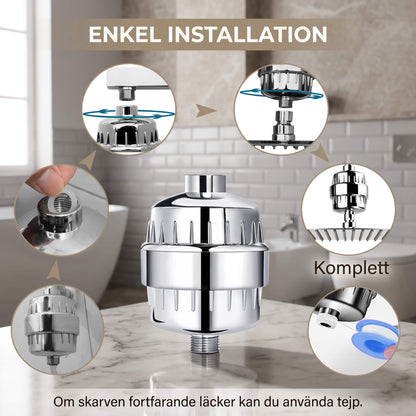 SereneDrop – Filtre de douche à 15/20 étapes avec haute capacité de purification pour une eau plus fraîche et une peau plus douce