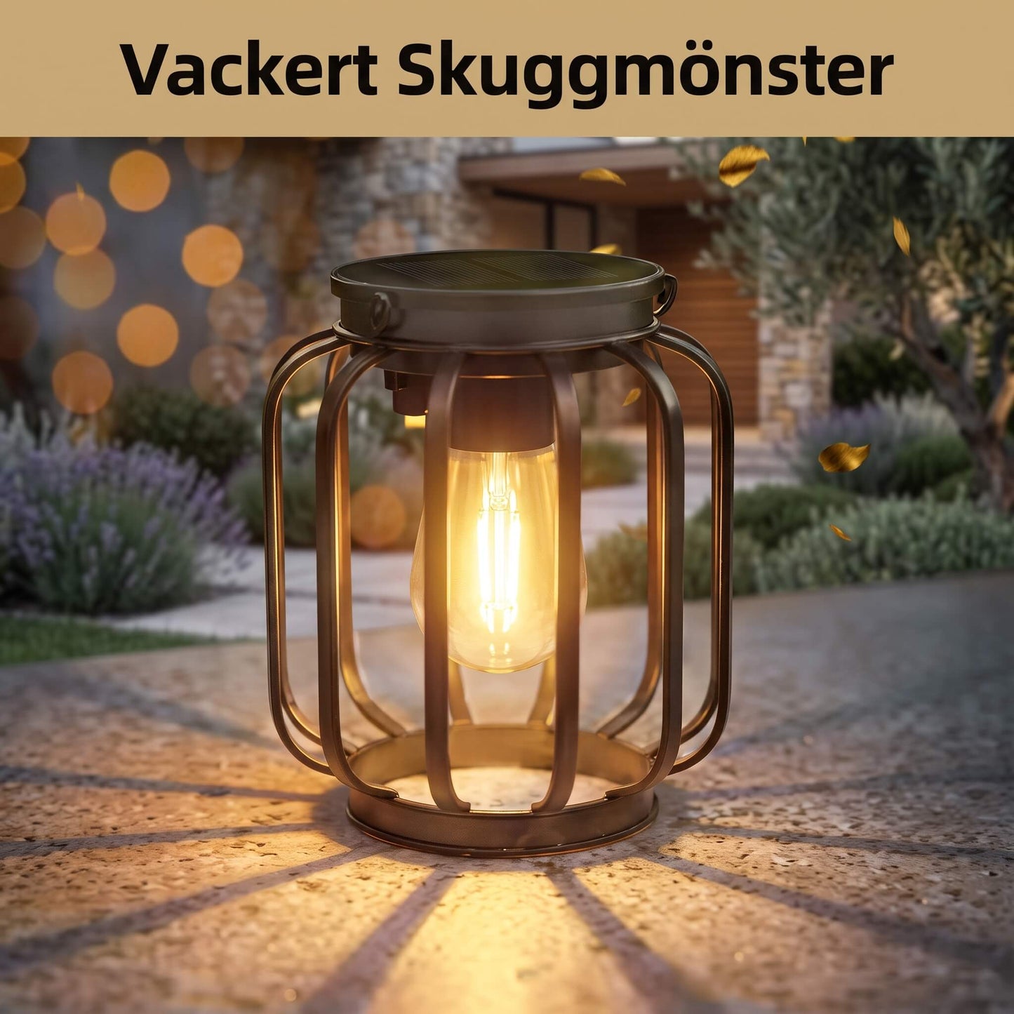 SolarGleam – Sollykta för Utomhusbruk med Varmvit LED-lampa, Hängande Design & Väderbeständig Metallkonstruktion