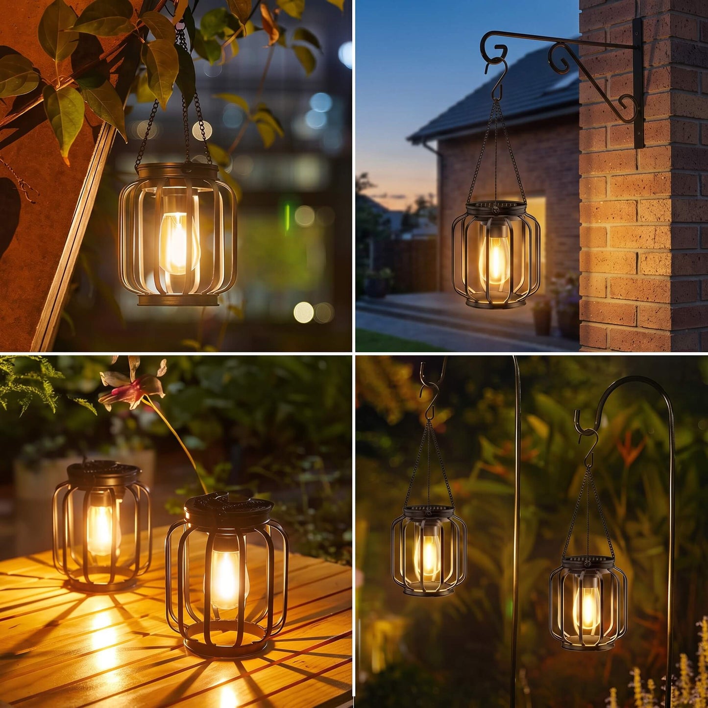 SolarGleam – Sollykta för Utomhusbruk med Varmvit LED-lampa, Hängande Design & Väderbeständig Metallkonstruktion