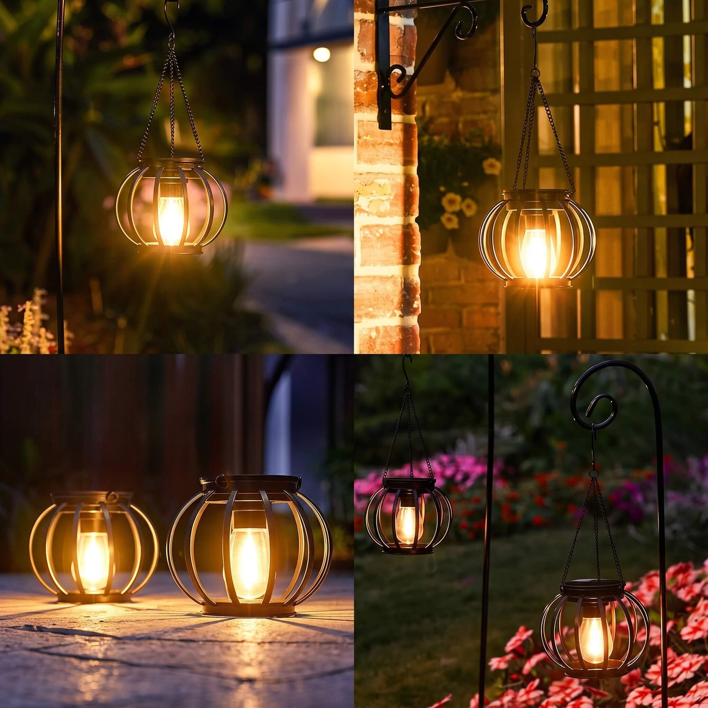 SolarGleam – Sollykta för Utomhusbruk med Varmvit LED-lampa, Hängande Design & Väderbeständig Metallkonstruktion
