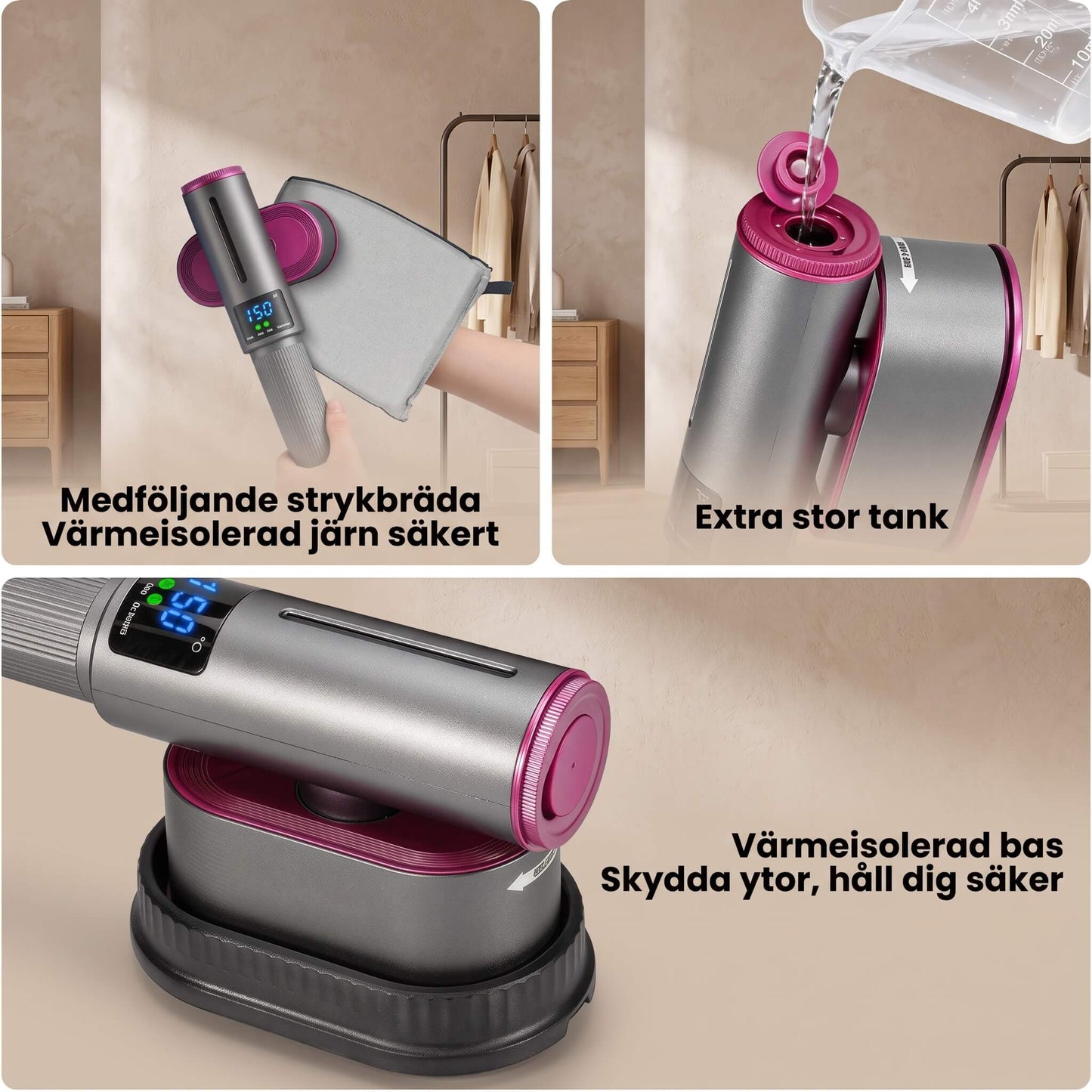 SteamEase – Handhållen Portabel Klädångare & Mini Strykjärn för Hem och Resa