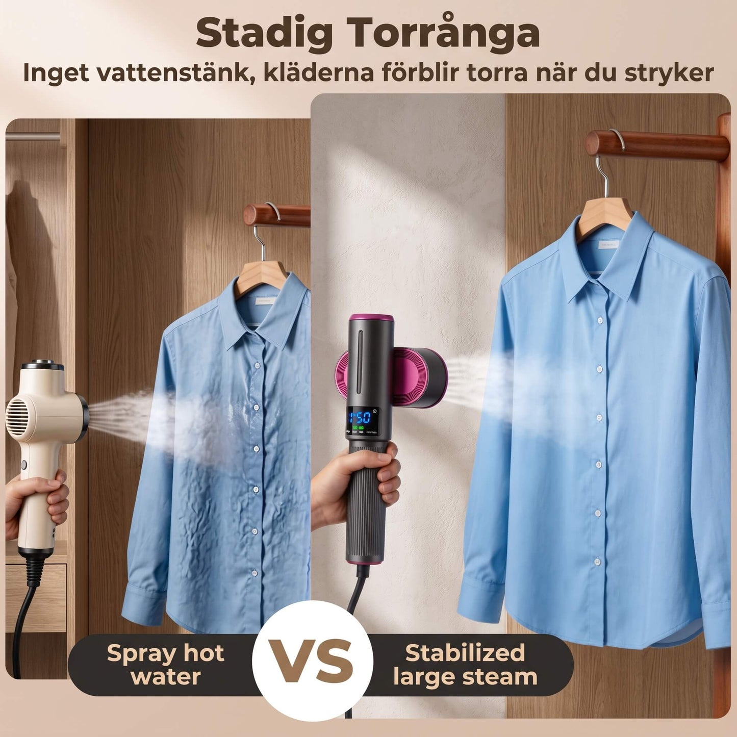SteamEase – Handhållen Portabel Klädångare & Mini Strykjärn för Hem och Resa