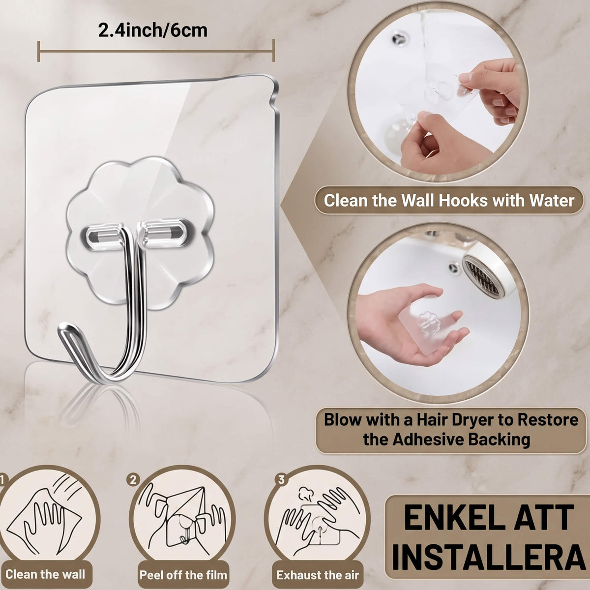 StickHook - Transparante Zelfklevende Muurhaken voor Keuken & Badkamer zonder Boren