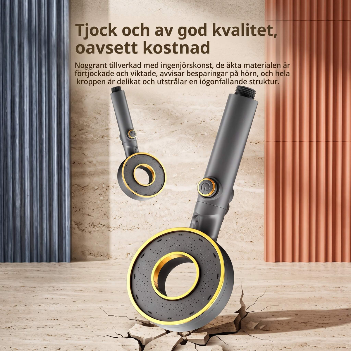 StreamWave – Hånddusj med 3 Justerbare Vannmodus, Trykkforsterkning og Avstengingsknapp