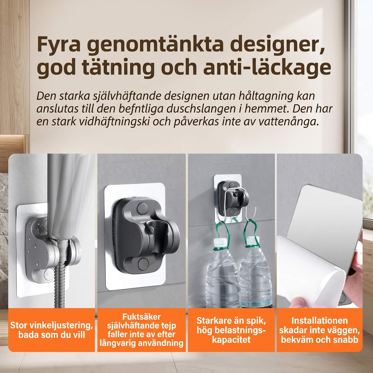 StreamWave – Hånddusj med 3 Justerbare Vannmodus, Trykkforsterkning og Avstengingsknapp