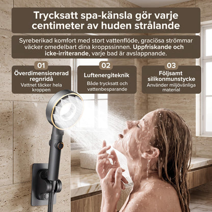 StreamWave – Hånddusj med 3 Justerbare Vannmodus, Trykkforsterkning og Avstengingsknapp