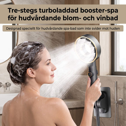 StreamWave – Hånddusj med 3 Justerbare Vannmodus, Trykkforsterkning og Avstengingsknapp