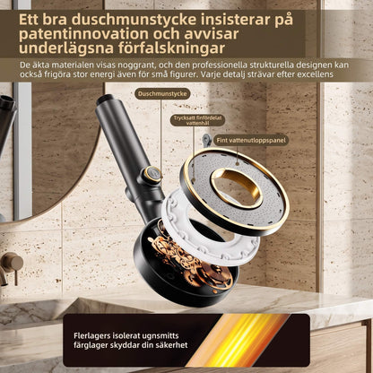 StreamWave – Hånddusj med 3 Justerbare Vannmodus, Trykkforsterkning og Avstengingsknapp