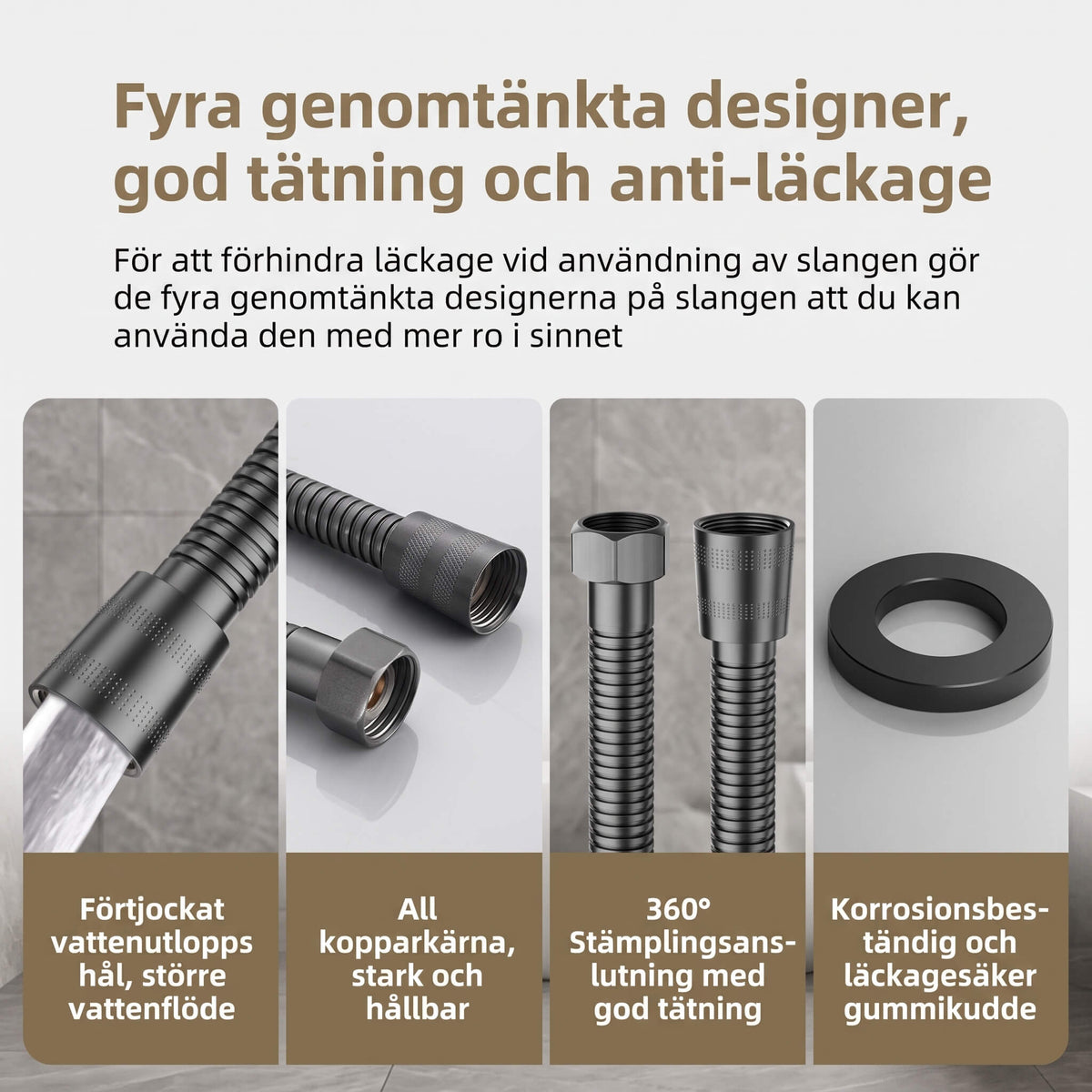 StreamWave – Hånddusj med 3 Justerbare Vannmodus, Trykkforsterkning og Avstengingsknapp