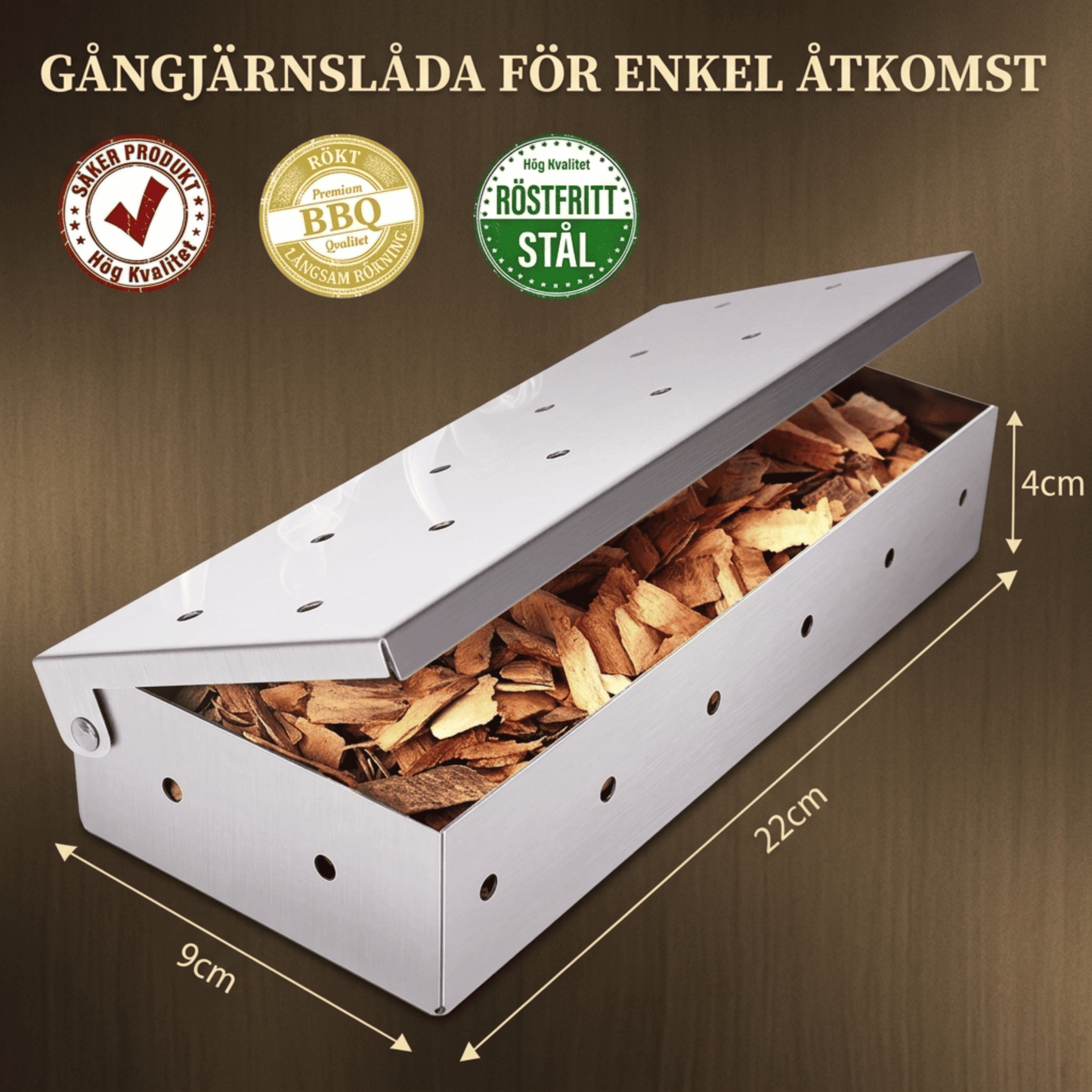 TAGE – Räucherbox aus Edelstahl für Räucherchips, Gasgrills und Grillen – kein Stromanschluss erforderlich