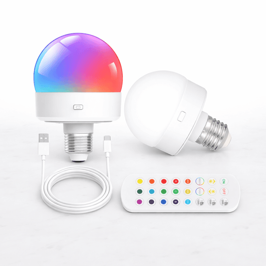 TOVE – Wiederaufladbare LED-Lampe mit RGB-Licht, Fernbedienung, magnetischer Befestigung, E27-Fassung, Timer und einstellbarer Farbtemperatur