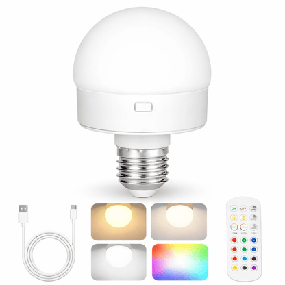 TOVE – Lampe LED rechargeable avec lumière RGB, télécommande, fixation magnétique, douille E27, minuterie et température de couleur réglable