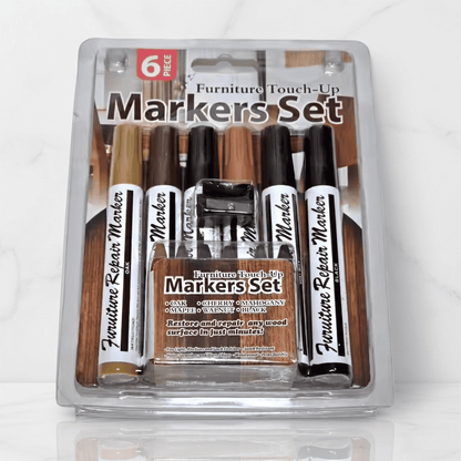 UNO – Kit de réparation pour les rayures sur le bois – 6 marqueurs, 6 crayons et un taille-crayon