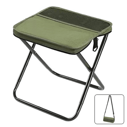 FoldSeat - Kompakt Hopfällbar Pall med Bärrem och Väderbeständig Dyna för Resor, Camping & Vardag