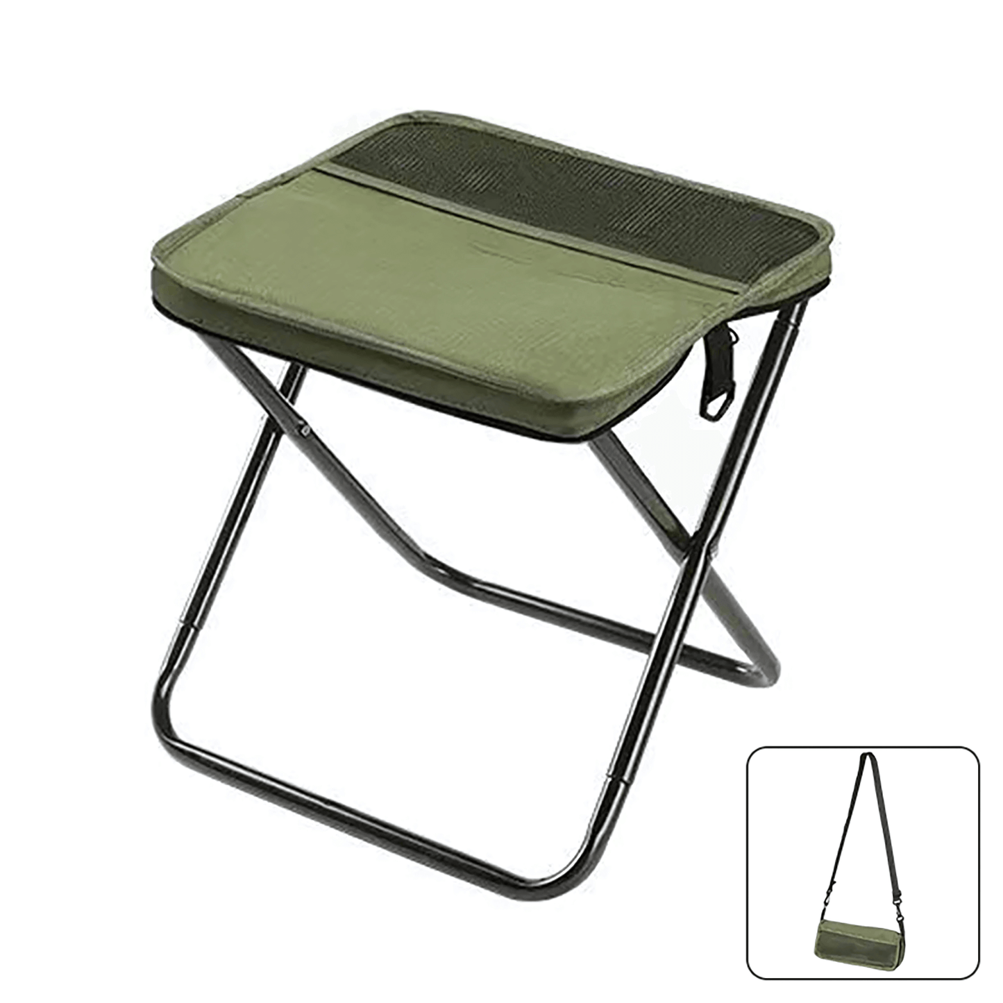 FoldSeat - Kompakt Hopfällbar Pall med Bärrem och Väderbeständig Dyna för Resor, Camping & Vardag