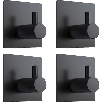 PrimeHook - 4-Pack | Rostfria Badkrokar med Självhäftande Fäste för Badrum och Kök