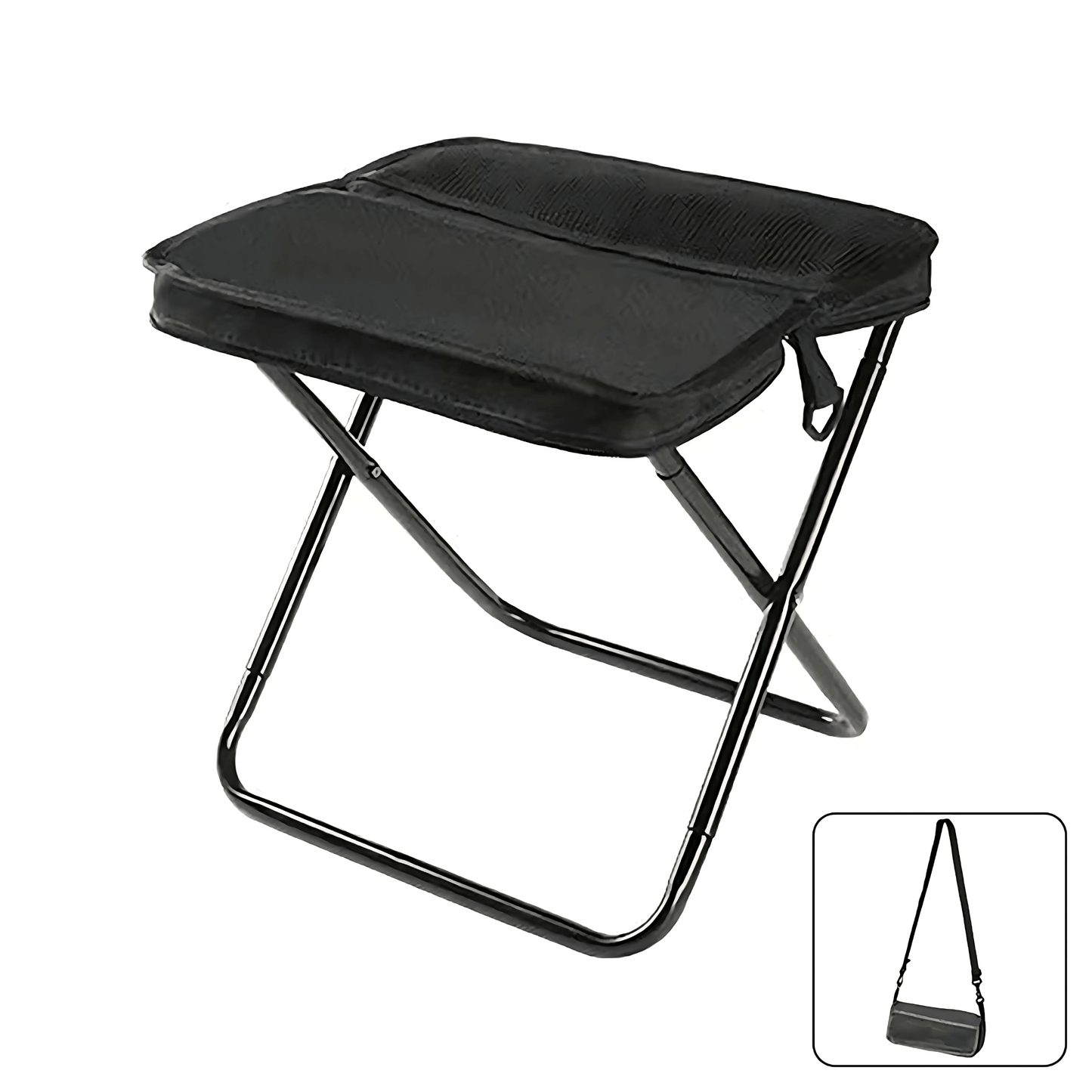 FoldSeat - Kompakt Hopfällbar Pall med Bärrem och Väderbeständig Dyna för Resor, Camping & Vardag