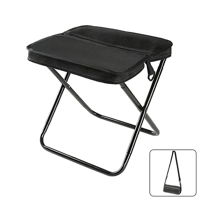 FoldSeat - Kompakt Hopfällbar Pall med Bärrem och Väderbeständig Dyna för Resor, Camping & Vardag