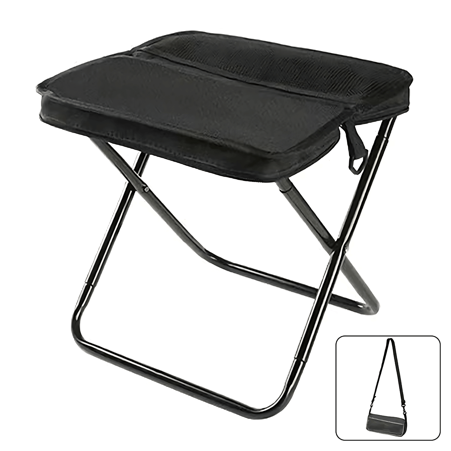 FoldSeat - Kompakt Hopfällbar Pall med Bärrem och Väderbeständig Dyna för Resor, Camping & Vardag