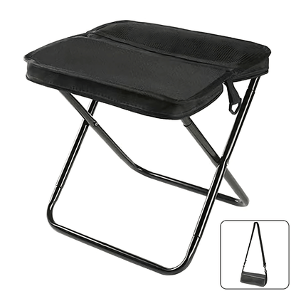 FoldSeat - Kompakt Hopfällbar Pall med Bärrem och Väderbeständig Dyna för Resor, Camping & Vardag
