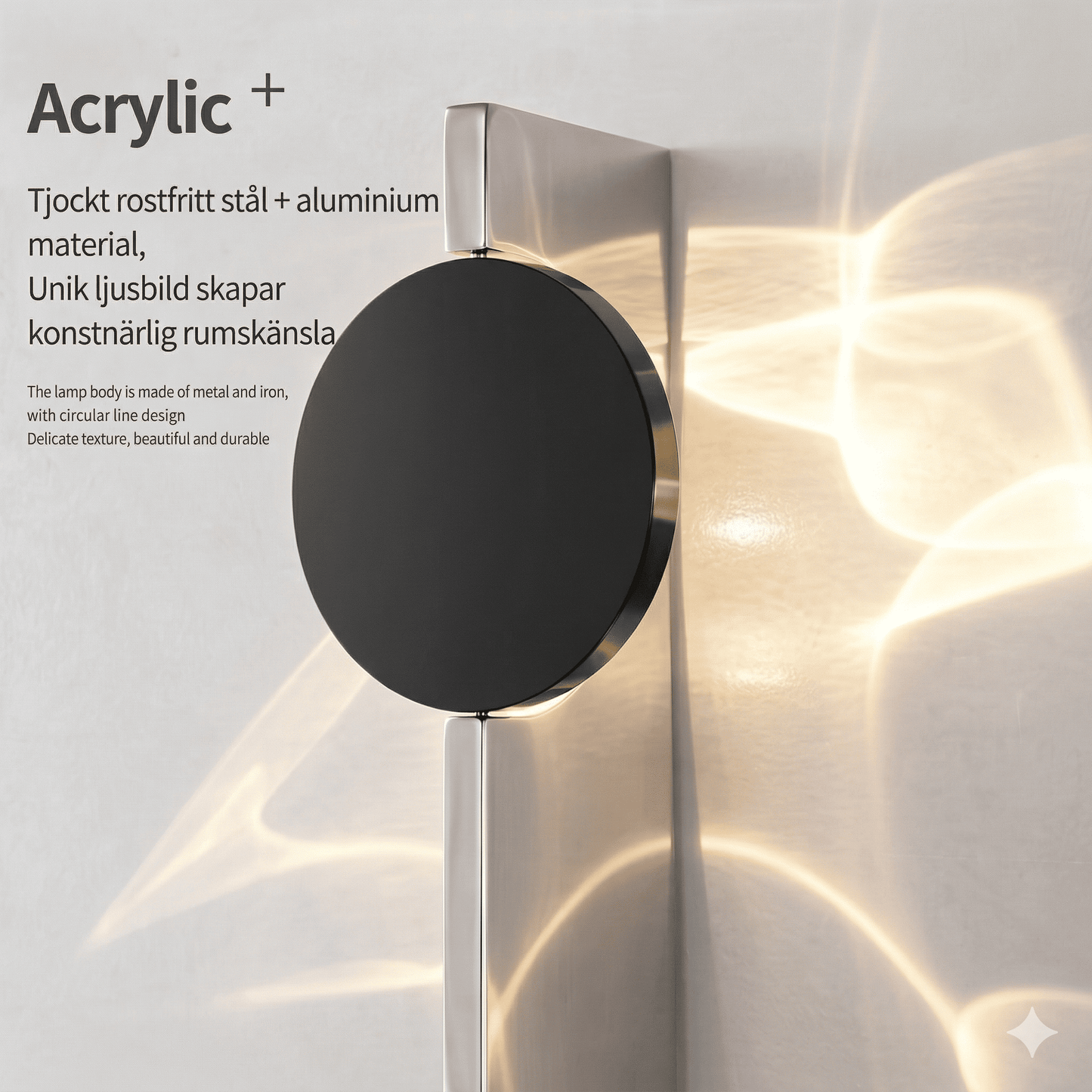 VALI – Applique murale LED moderne en acier inoxydable avec jeu de lumière sculptural pour chambre à coucher, hall d'entrée et salon