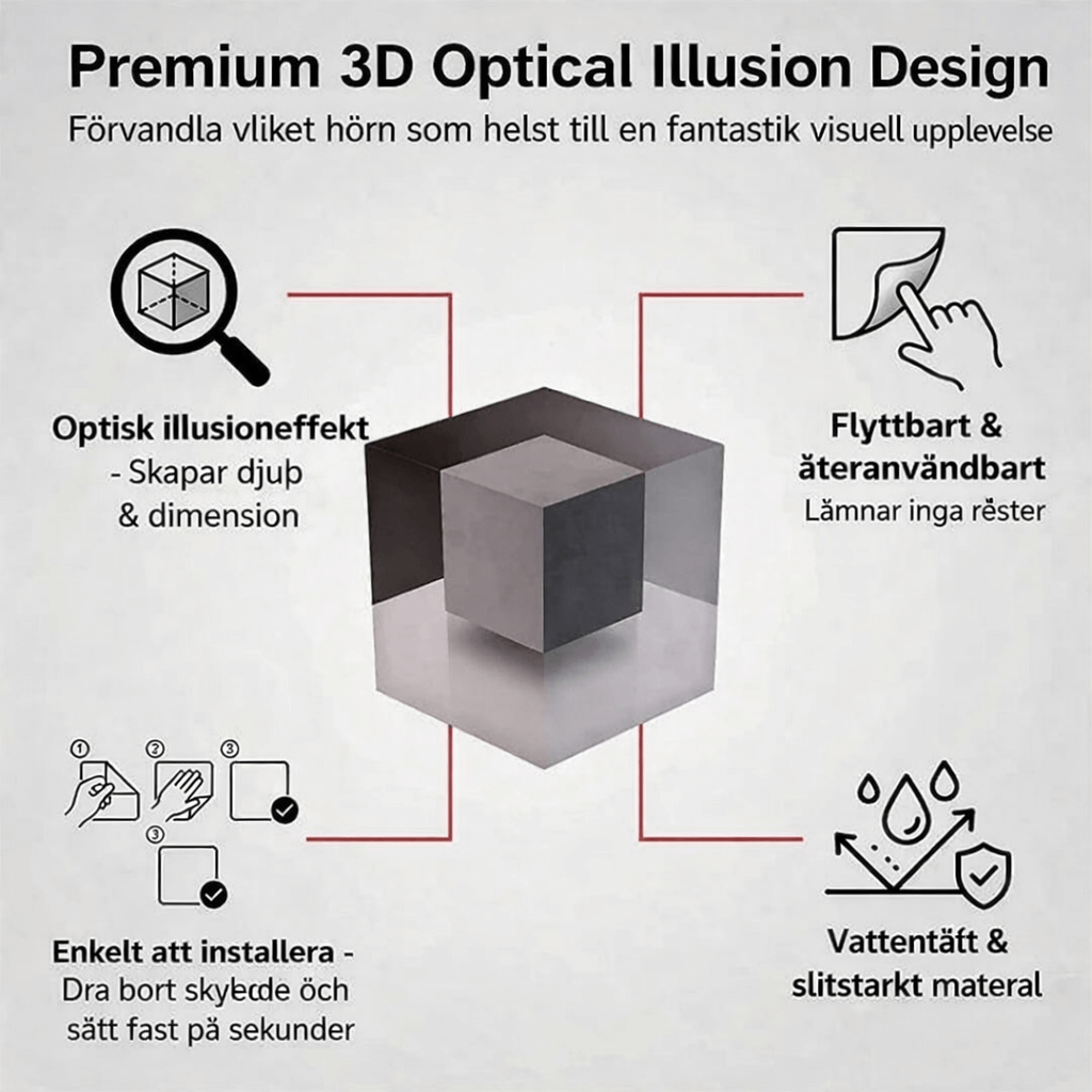 VIGGO – Décoration murale 3D avec illusion d'optique pour les coins dans les pièces modernes