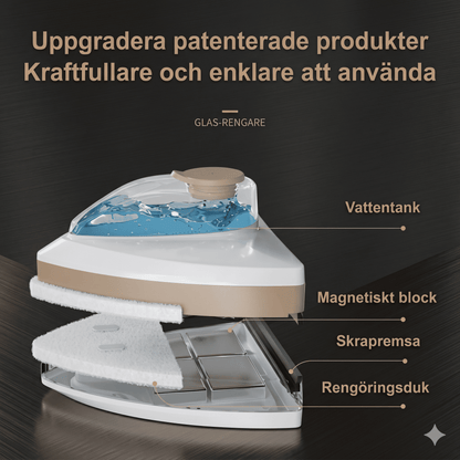VILHELM – Nettoyeur de vitres magnétique avec réservoir d'eau intégré et raclette double face – Nettoie l'intérieur et l'extérieur simultanément pour des vitres de 3 à 30 mm d'épaisseur