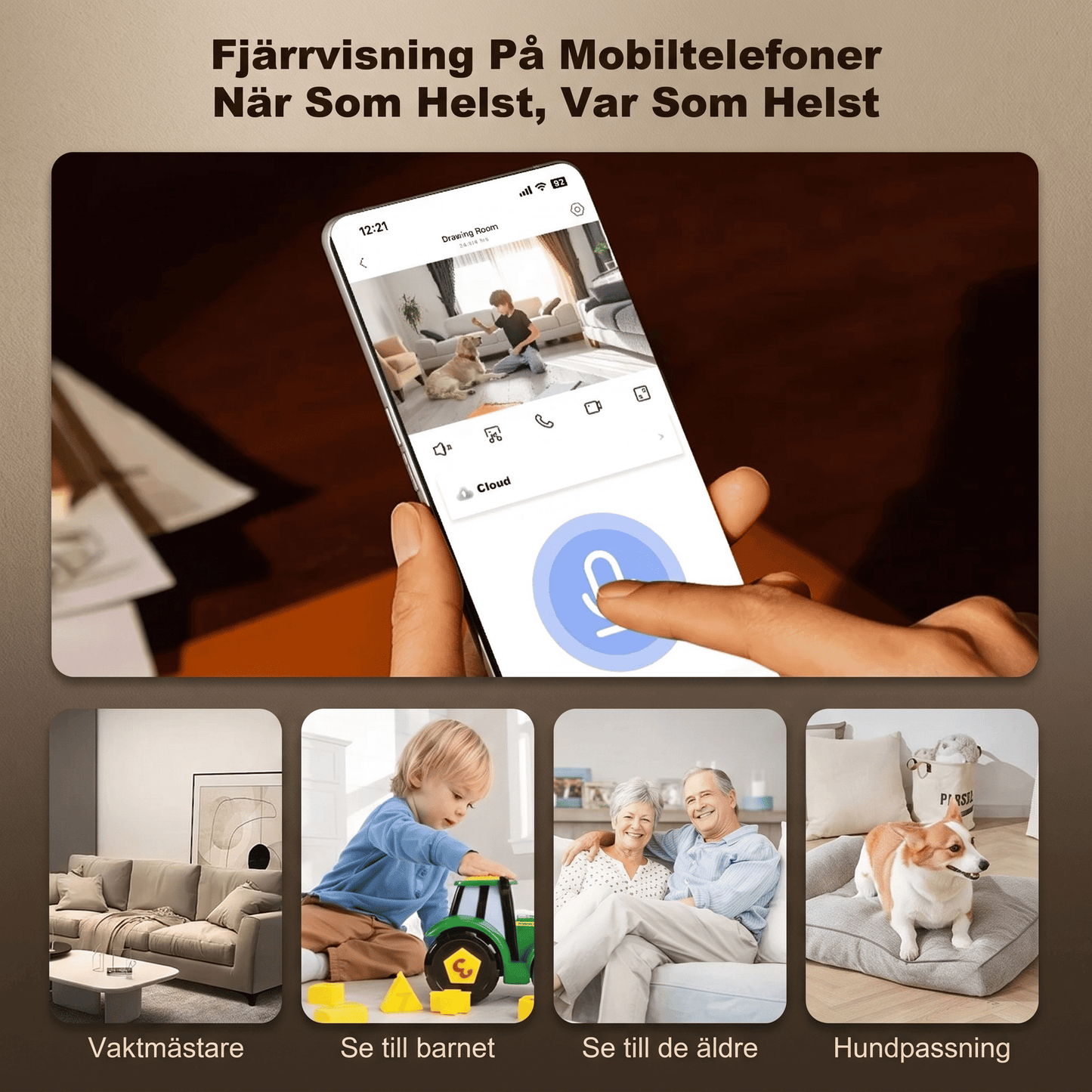 ViewMate - Trådløst WiFi-sikkerhedskamera med 1080P HD, nattilstand og tovejslyd