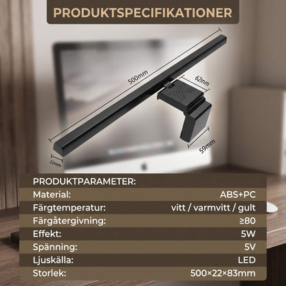 VisionBar – LED-Schreibtischlampe mit einstellbarem Licht und Antireflex für Computerbildschirme