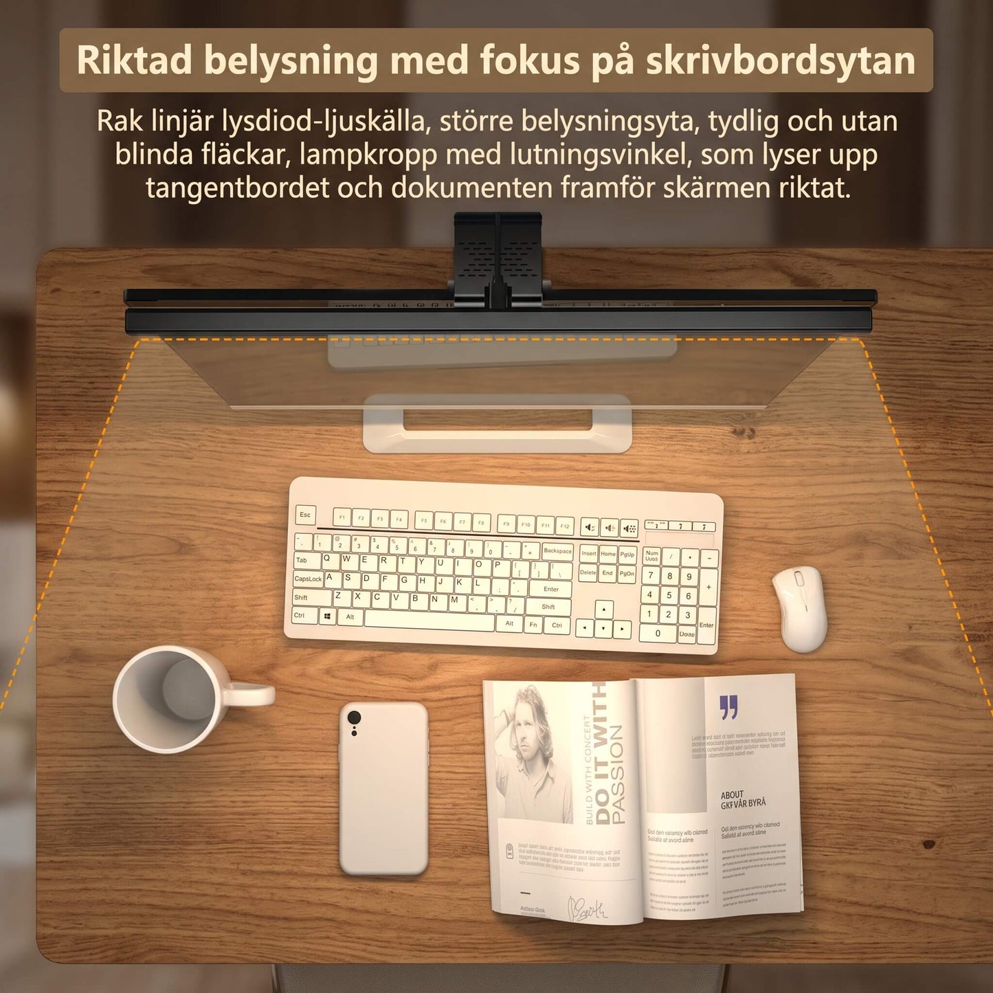 VisionBar – LED-Schreibtischlampe mit einstellbarem Licht und Antireflex für Computerbildschirme