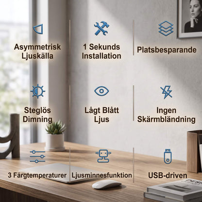 VisionBar – LED-Schreibtischlampe mit einstellbarem Licht und Antireflex für Computerbildschirme