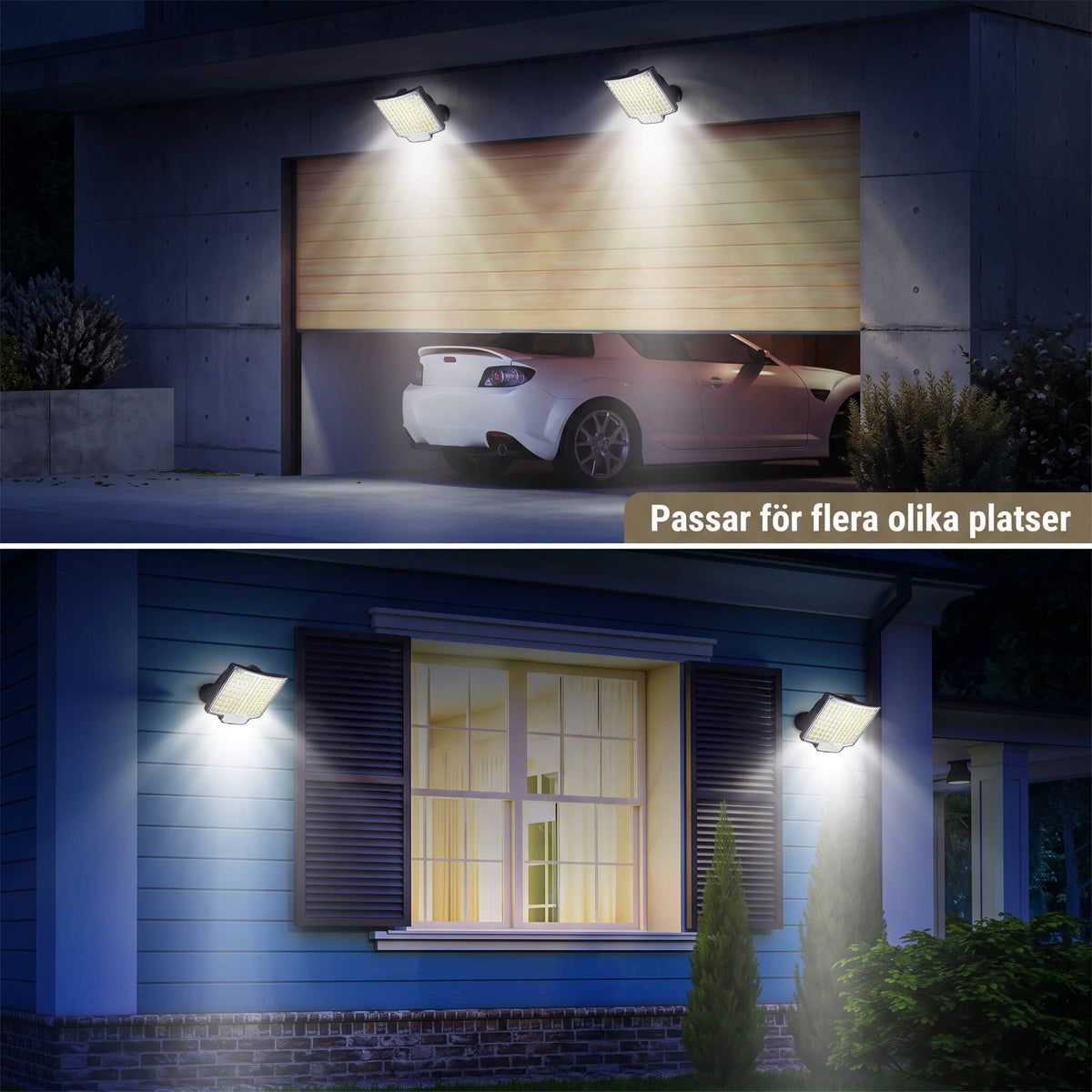 WILMA – Solcellsdriven LED-Lampa med Rörelsesensor 106 LED och 180° Vidvinkel – IP65, 4 Belysningslägen och Separat Solpa