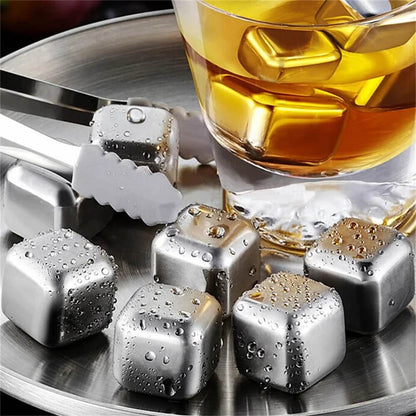 BERNT - Återanvändbar Isbitssats I Rostfritt Stål för Whisky, Vin och Cocktails