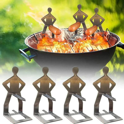 ARON - 5-pack Bärbar Korvhållare I Rostfritt Stål för Camping, Grill och Picknick