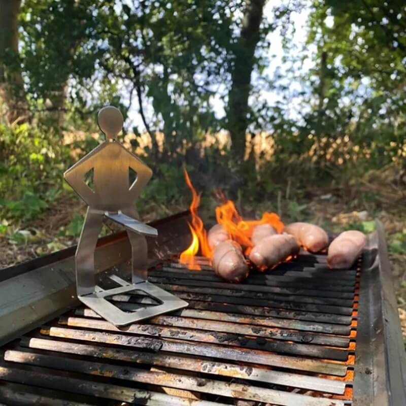 ARON - 5-pack Bärbar Korvhållare I Rostfritt Stål för Camping, Grill och Picknick